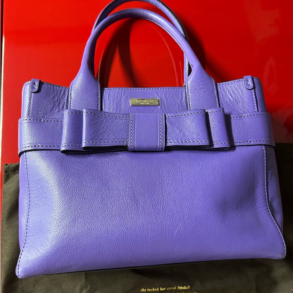 Kate Spade Purple Satchel with Bow Detail Purse Tote